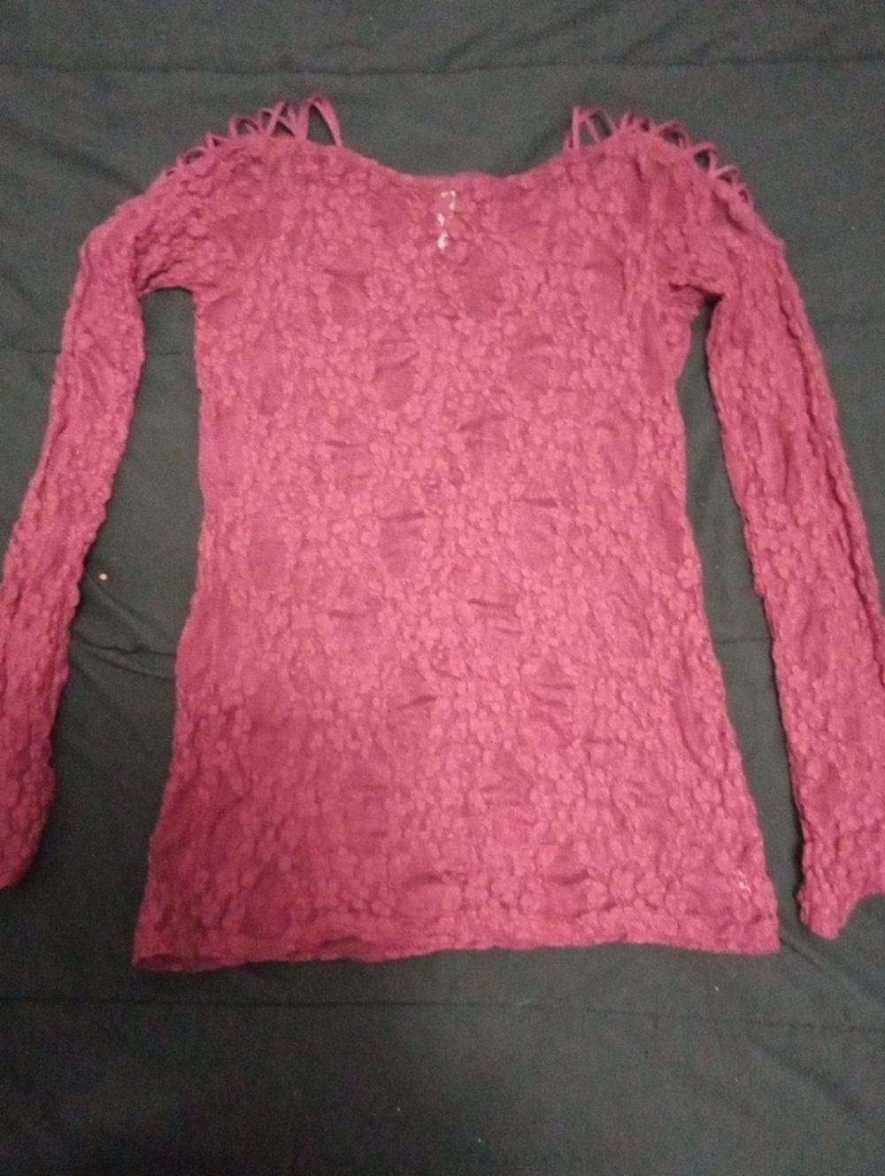 Free People Intamitley Medium Burgundy Lace Long Sleeve
